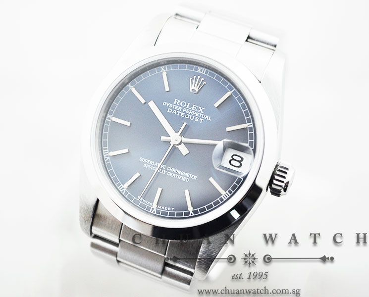 Rolex Boys DateJust 31mm 68240 Blue Rhodium Baton - Discontinued - Image 2