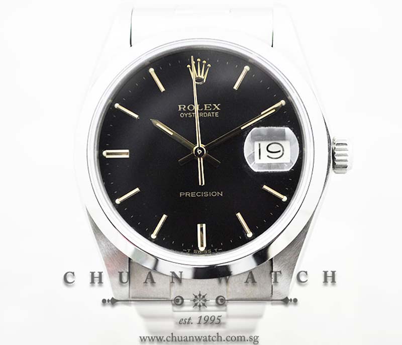 Rolex Oysterdate Precision 34mm 6694 Black Baton - Discontinued