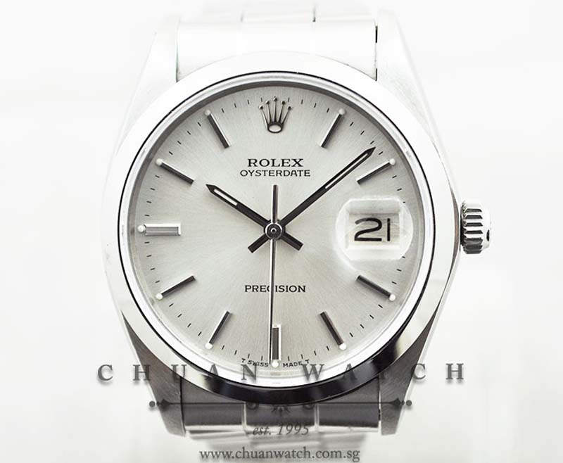 Rolex Oysterdate Precision 34mm 6694 Silver Rhodium Index - Discontinued