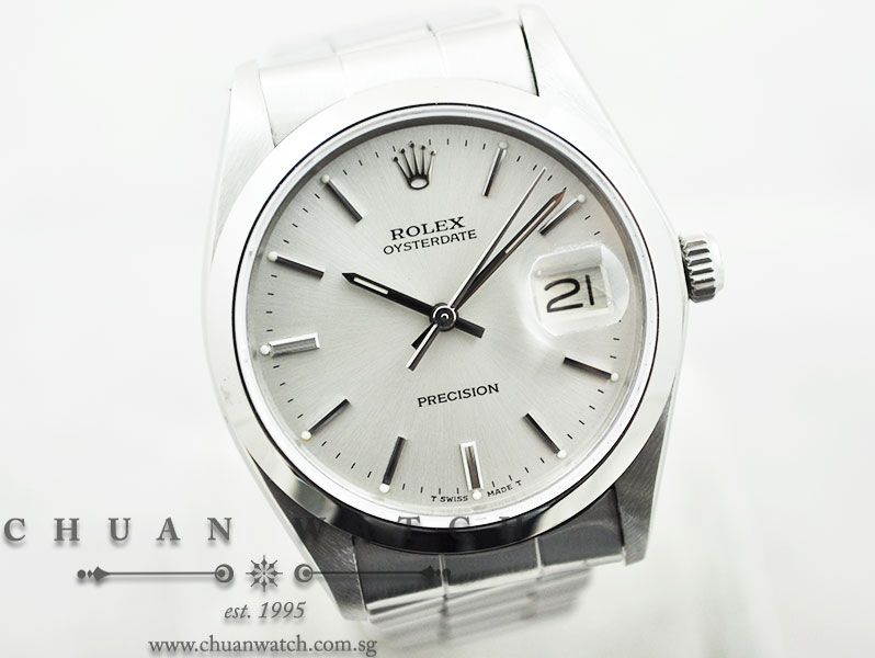 Rolex Oysterdate Precision 34mm 6694 Silver Rhodium Index - Discontinued - Image 3