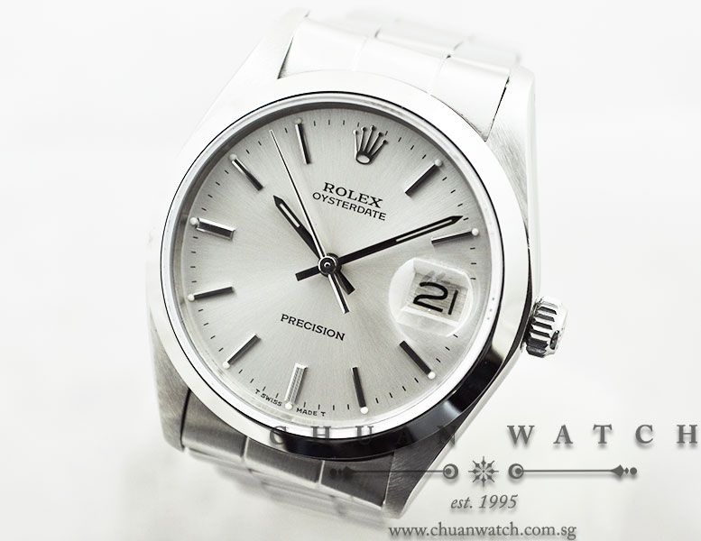 Rolex Oysterdate Precision 34mm 6694 Silver Rhodium Index - Discontinued - Image 2