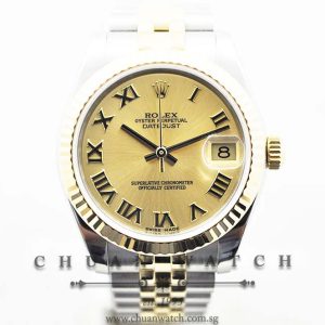 Rolex Boys DateJust 31mm 178273 Champagne Rhodium Roman