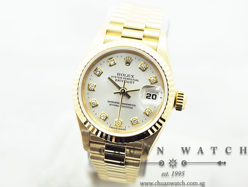 Rolex Ladies DateJust President 26mm 69178 Silver Rhodium Diamonds - Discontinued - Image 2