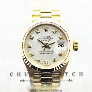 Rolex Ladies DateJust President 26mm 69178 Silver Rhodium Diamonds - Discontinued