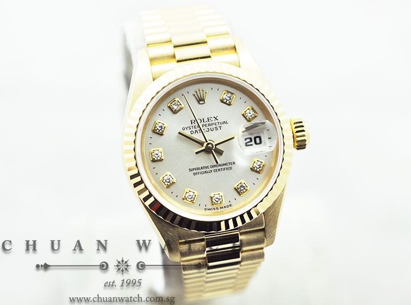 Rolex Ladies DateJust President 26mm 69178 Silver Rhodium Diamonds - Discontinued - Image 3