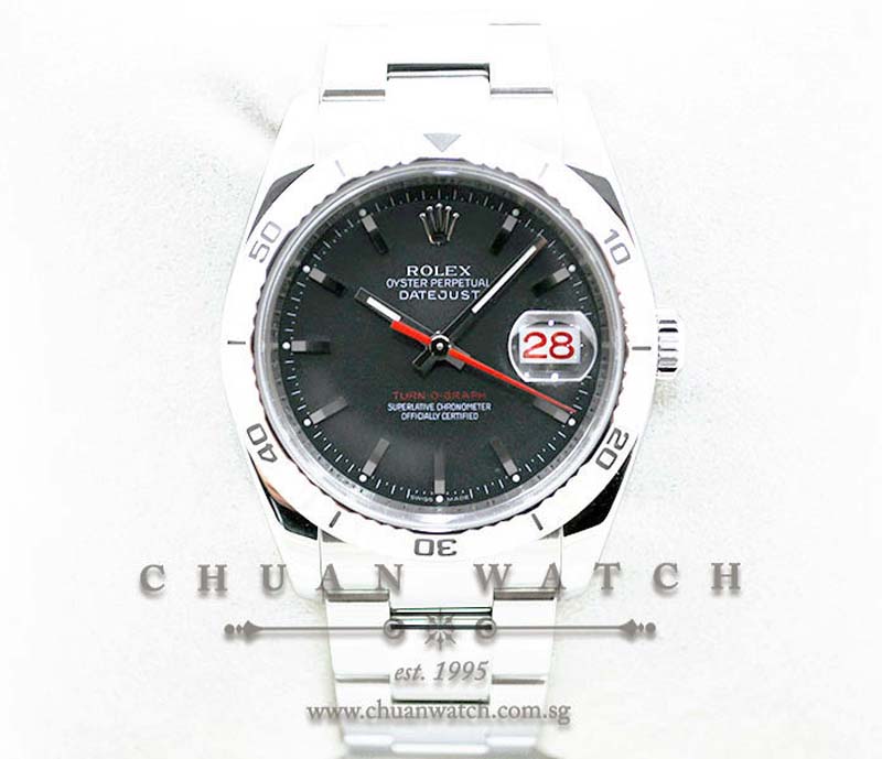 Rolex Gents DateJust Turn-O-Graph Thunderbird 36mm 116264 Matte Grey Baton