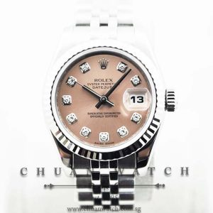 Rolex Ladies DateJust 26mm 179174 Pink Rhodium Diamonds