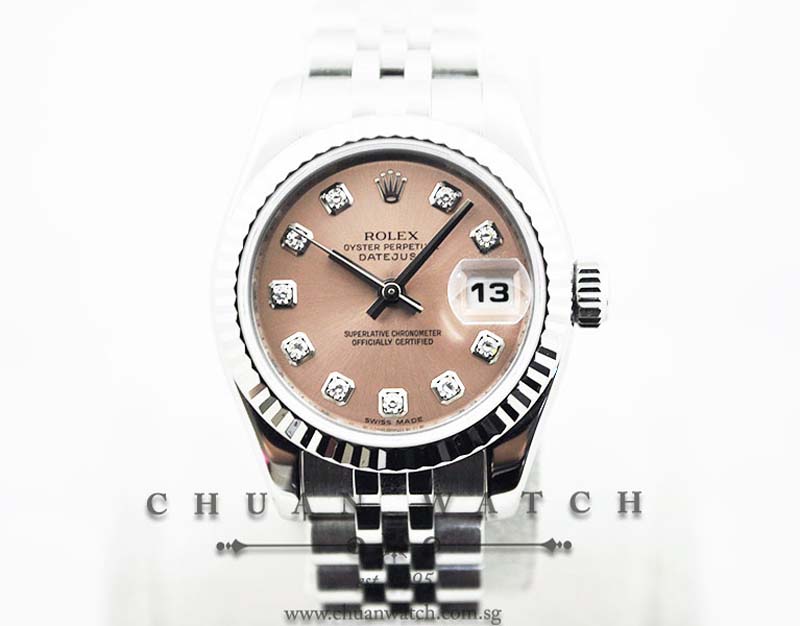 Rolex Ladies DateJust 26mm 179174 Pink Rhodium Diamonds