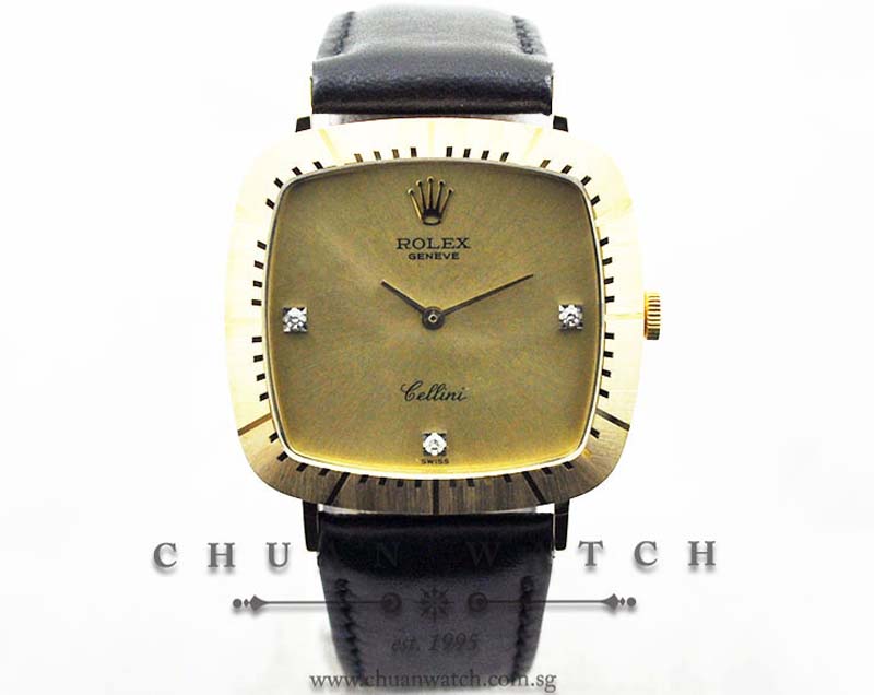 Rolex Vintage Cellini 30mm 4084 Champagne Rhodium Diamonds - Discontinued