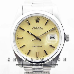 Rolex Oysterdate Precision 34mm 6694 Champagne Rhodium Baton - Discontinued
