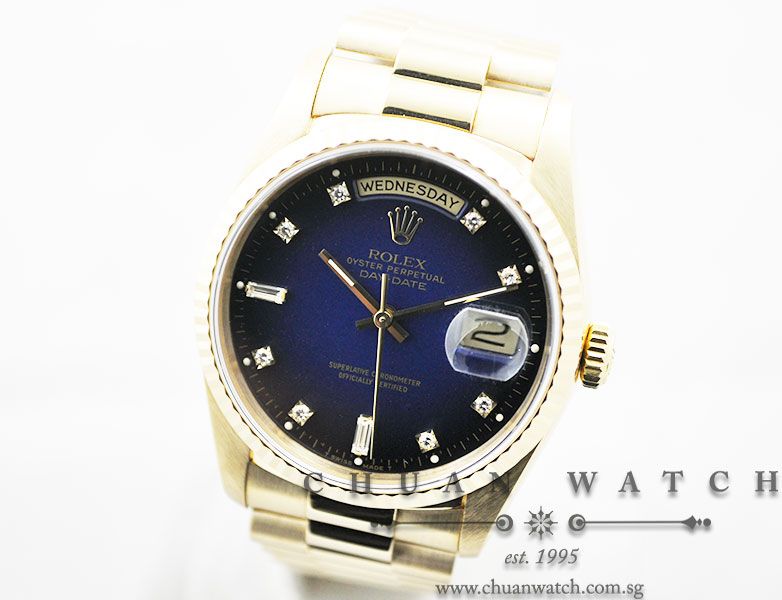 Rolex Day-Date President 36mm 18238 Blue Vignette Diamonds - Discontinued - Image 2