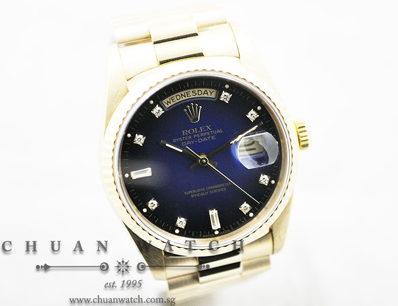 Rolex Day-Date President 36mm 18238 Blue Vignette Diamonds - Discontinued - Image 3