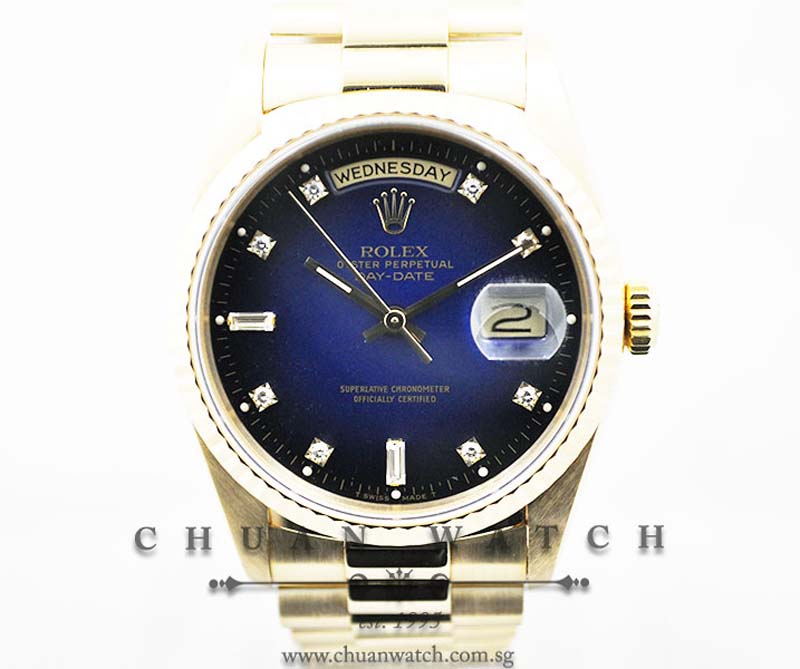 Rolex Day-Date President 36mm 18238 Blue Vignette Diamonds - Discontinued