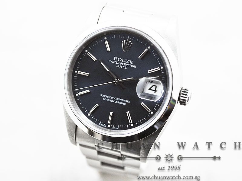Rolex Gents Oyster Perpetual Date 34mm 15200 Blue Sunburst Baton - Discontinued - Image 2