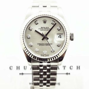 Rolex Boys DateJust 31mm 178274 Silver Sunburst Diamonds