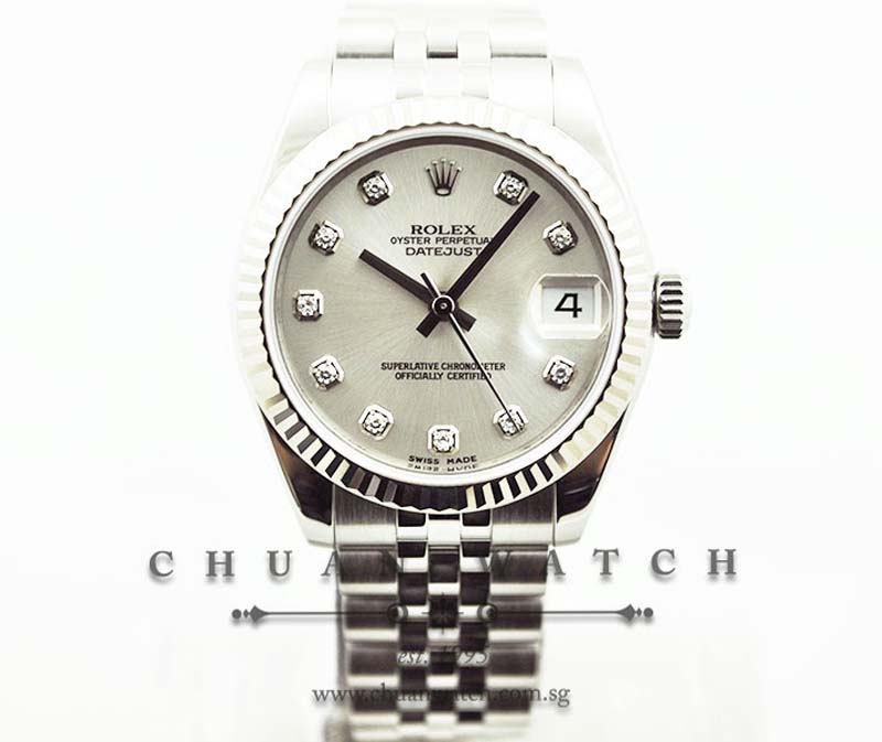 Rolex Boys DateJust 31mm 178274 Silver Sunburst Diamonds