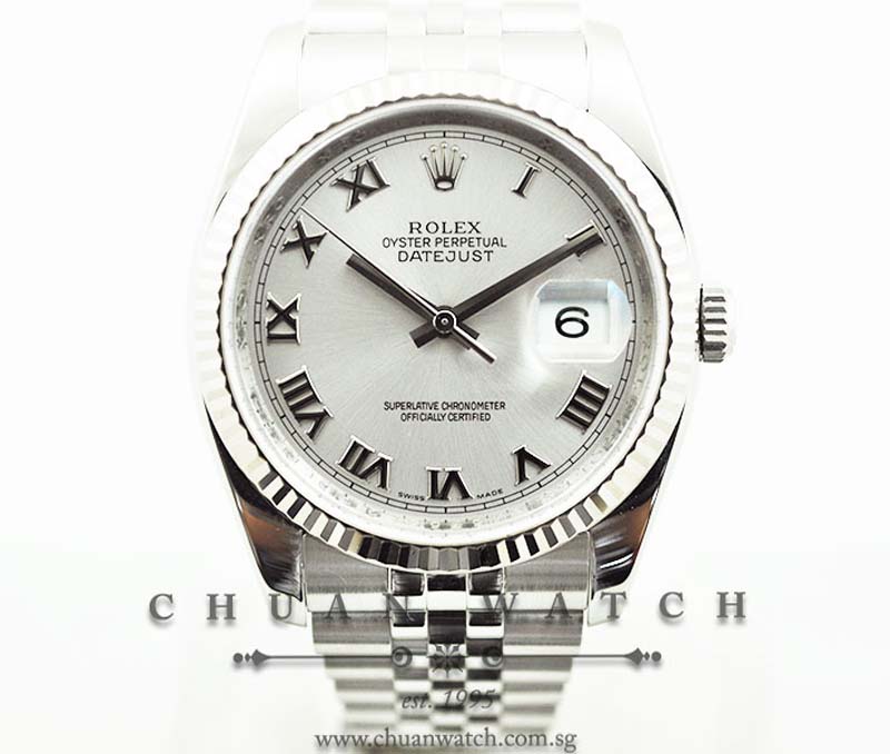 Rolex Gents DateJust 36mm 116234 Silver Sunburst Roman