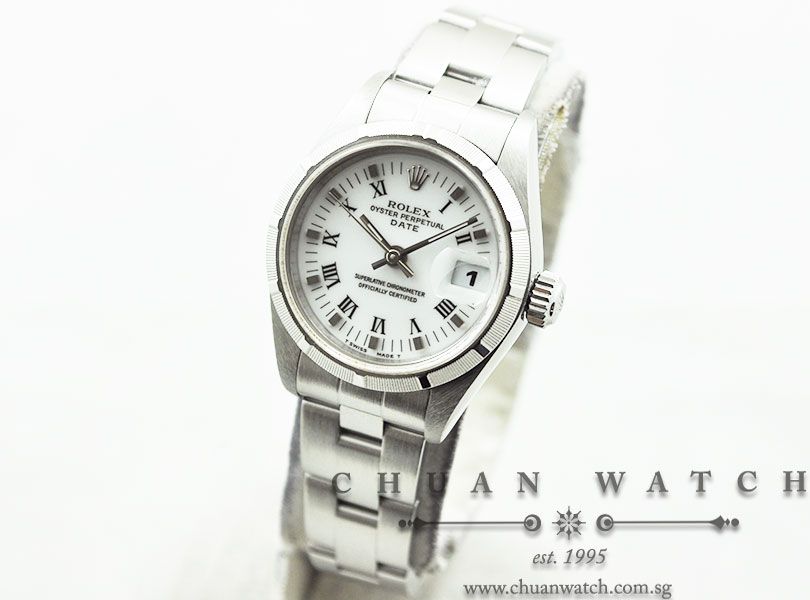 Rolex Ladies Oyster Perpetual Date 26mm 69190 White Roman - Discontinued - Image 2