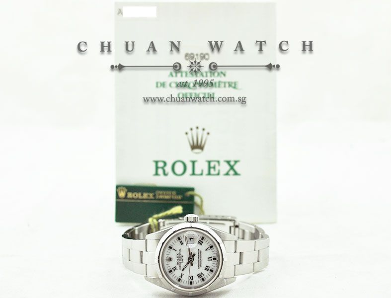 Rolex Ladies Oyster Perpetual Date 26mm 69190 White Roman - Discontinued - Image 5