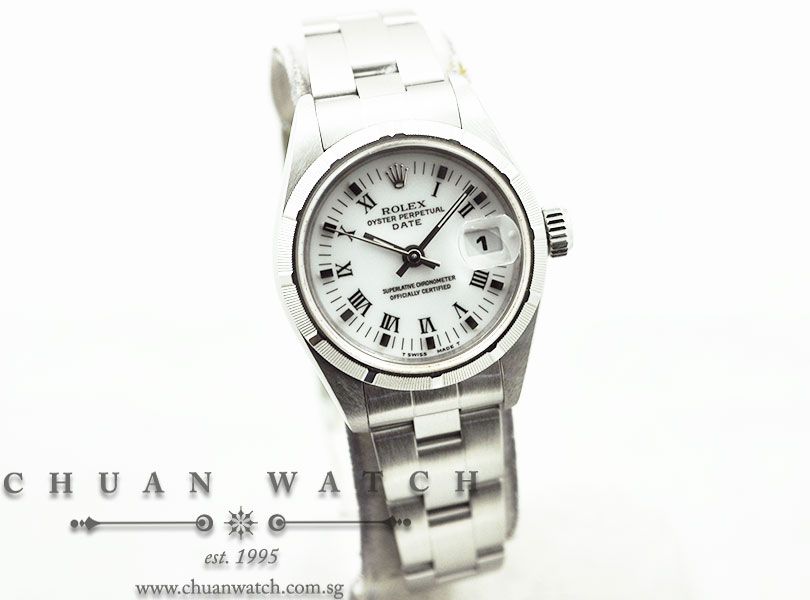 Rolex Ladies Oyster Perpetual Date 26mm 69190 White Roman - Discontinued - Image 3