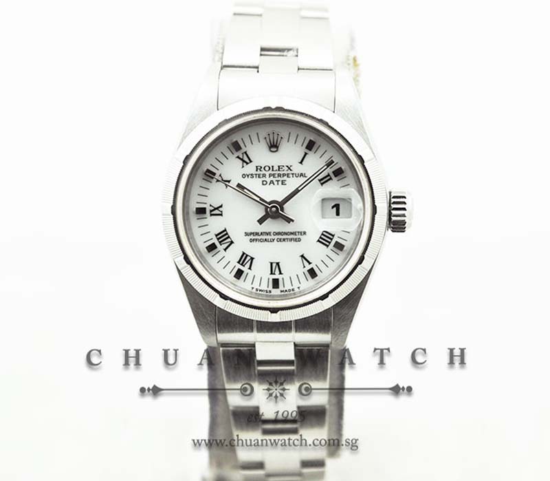 Rolex Ladies Oyster Perpetual Date 26mm 69190 White Roman - Discontinued