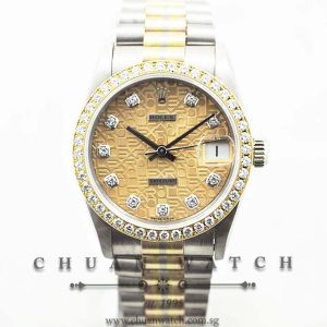 Rolex Boys DateJust President Tridor 31mm 68289BIC Champagne Jubilee Diamonds - Discontinued