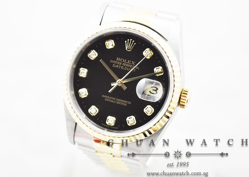 Rolex Gents DateJust 36mm 16233 Black Sunburst Diamonds - Discontinued - Image 2