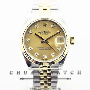 Rolex Boys DateJust 31mm 178273 Champagne Sunburst Diamonds