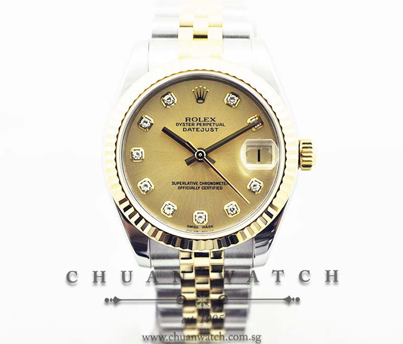 Rolex Boys DateJust 31mm 178273 Champagne Sunburst Diamonds