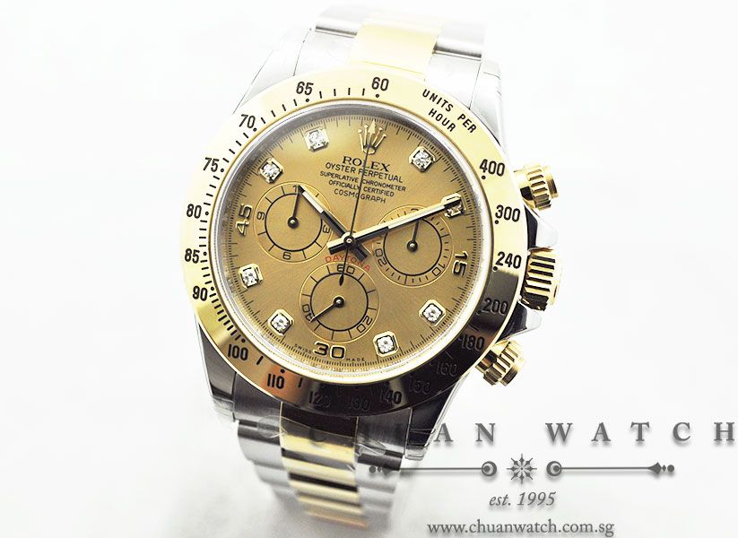 Rolex Cosmograph Daytona 116523 Champagne Sunburst Diamonds - Discontinued - Image 2