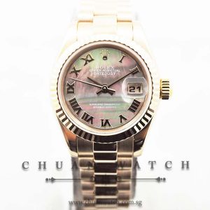 Rolex Ladies DateJust President 26mm 179175 Black MOP Roman