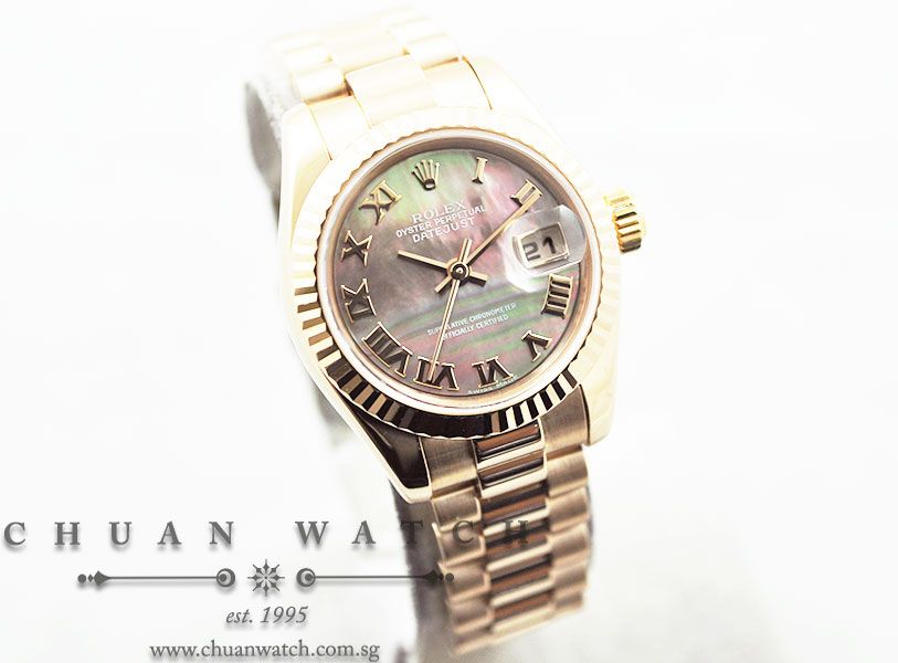 Rolex Ladies DateJust President 26mm 179175 Black MOP Roman - Image 3