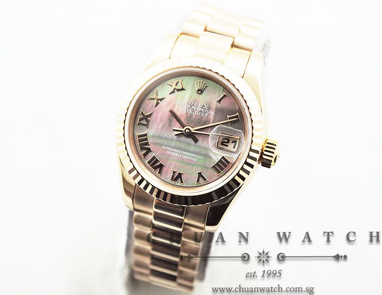 Rolex Ladies DateJust President 26mm 179175 Black MOP Roman - Image 2