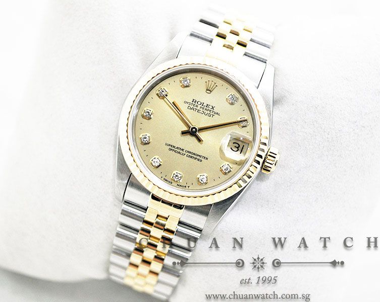 Rolex Boys DateJust 31mm 68273 Champagne Sunburst Diamonds - Discontinued - Image 2