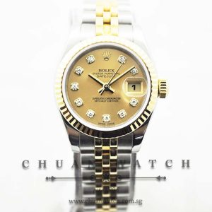 Rolex Ladies DateJust 26mm 179173 Champagne Sunburst Diamonds