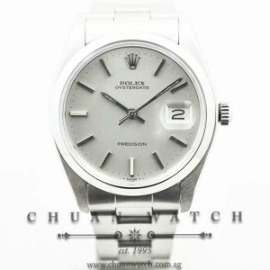 Rolex Vintage Oysterdate Precision 34mm 6694 Silver Sunburst Baton - Discontinued
