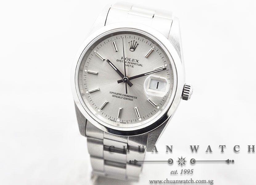 Rolex Oyster Perpetual Date 34mm 15200 Silver Sunburst Baton - Discontinued - Image 2