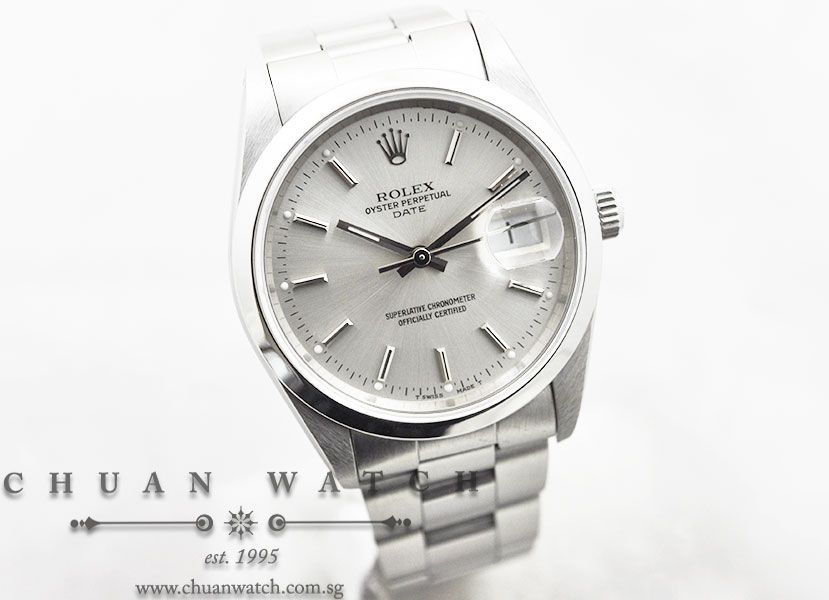 Rolex Oyster Perpetual Date 34mm 15200 Silver Sunburst Baton - Discontinued - Image 3