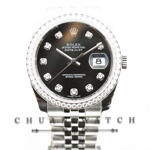 Rolex Gents DateJust 36mm 116244 Black Sunburst Diamonds