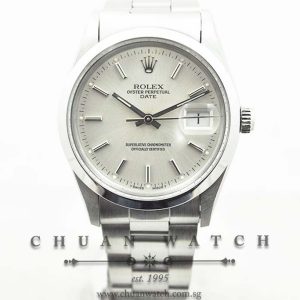 Rolex Vintage Oyster Perpetual Date 34mm 15000 Silver Sunburst Baton - Discontinued
