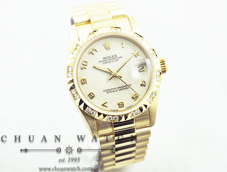 Rolex Boys DateJust President 31mm 68258 Ivory Jubilee Arabic - Discontinued - Image 3
