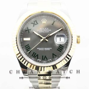 Rolex DateJust II 116333 Grey Sunburst Green Roman