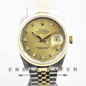 Rolex Gents DateJust 36mm 16233 Champagne Sunburst Diamonds - Discontinued