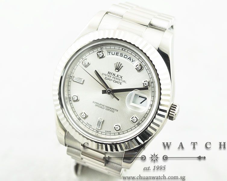 Rolex Day-Date II President 218239 Silver Sunburst Diamonds - Discontinued - Image 2
