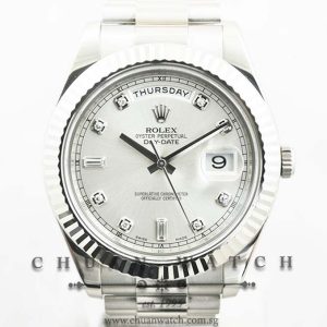 Rolex Day-Date II President 218239 Silver Sunburst Diamonds - Discontinued