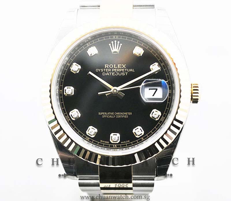 Rolex Gents DateJust 41 126333 Black Diamonds