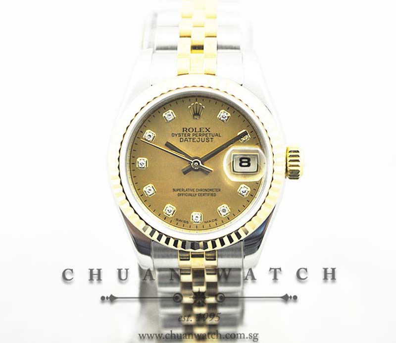 Rolex Ladies DateJust 26mm 179173 Gold Crystal Diamonds