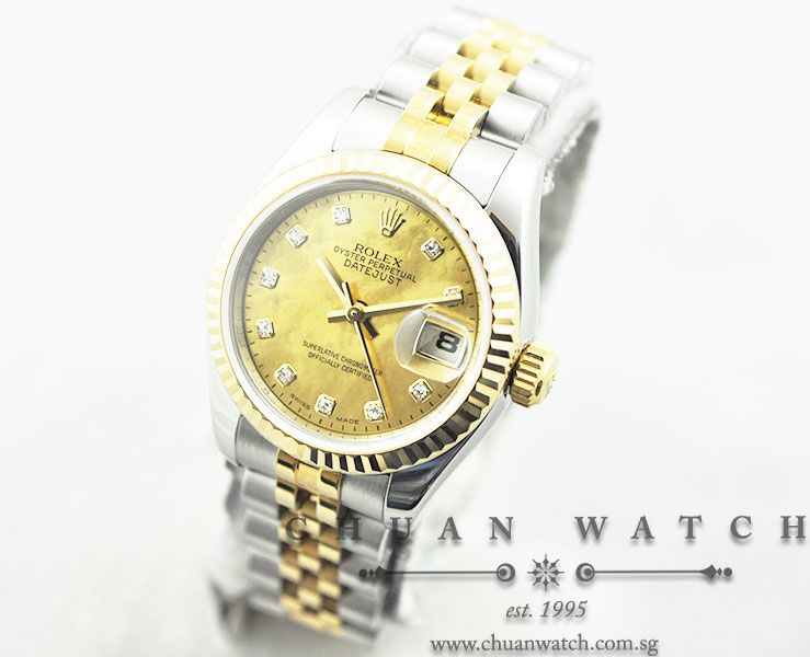 Rolex Ladies DateJust 26mm 179173 Gold Crystal Diamonds - Image 2