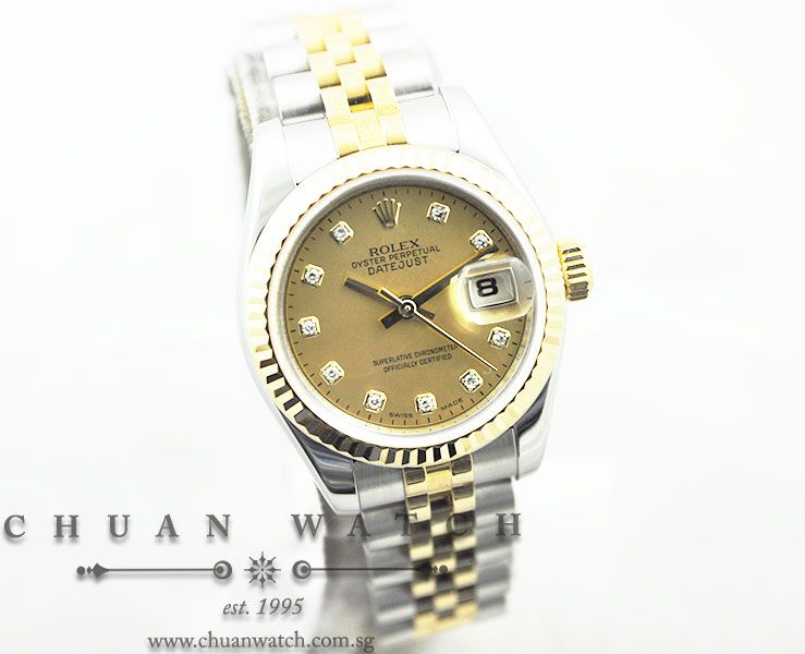 Rolex Ladies DateJust 26mm 179173 Gold Crystal Diamonds - Image 3