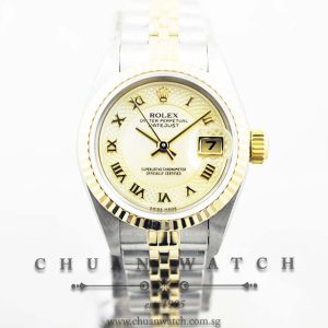 Rolex Ladies DateJust 26mm 79173 Yellow MOP Netted Roman - Discontinued